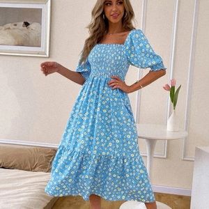 Square neck midi dress